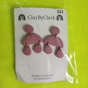 Pink clay by Clark Earrings